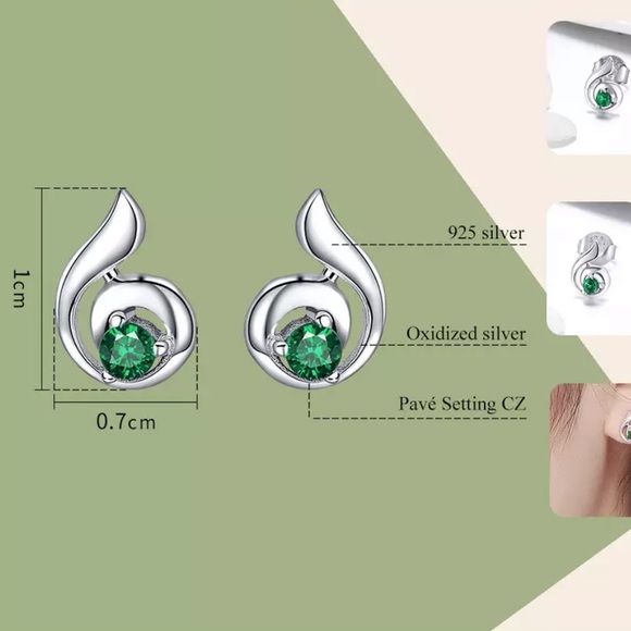 Sterling Silver 925 Stud Earrings - Picture 2 of 7